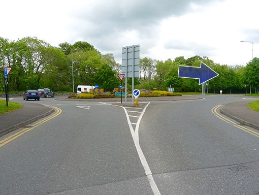 Ballydowney Roundabout, Killarney, direction from town